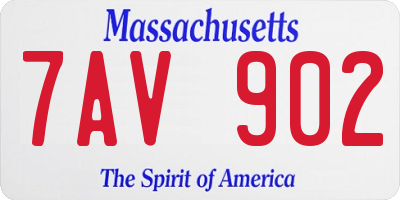MA license plate 7AV902