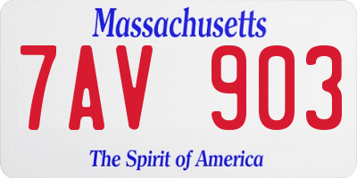 MA license plate 7AV903