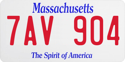 MA license plate 7AV904