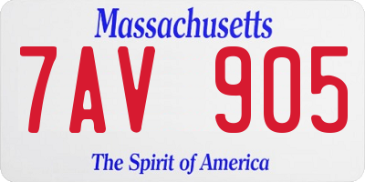 MA license plate 7AV905