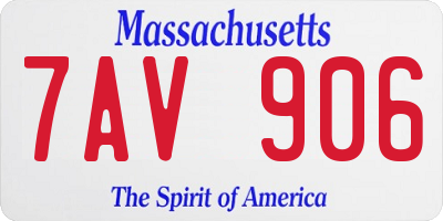 MA license plate 7AV906