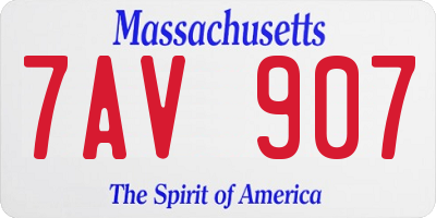 MA license plate 7AV907