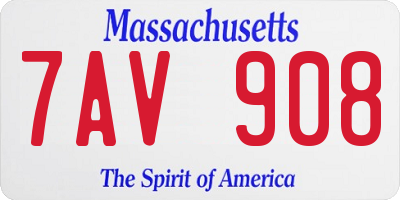 MA license plate 7AV908