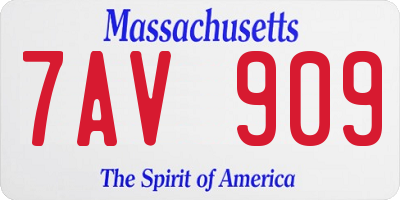 MA license plate 7AV909