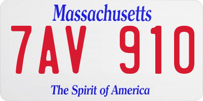 MA license plate 7AV910