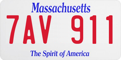 MA license plate 7AV911
