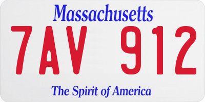 MA license plate 7AV912