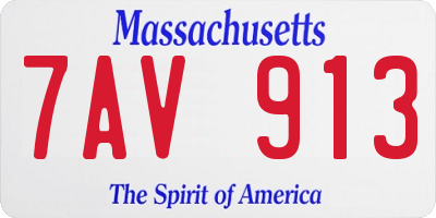 MA license plate 7AV913
