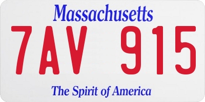 MA license plate 7AV915