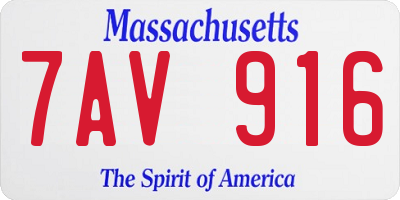 MA license plate 7AV916