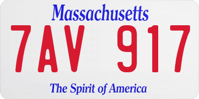 MA license plate 7AV917