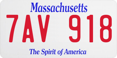 MA license plate 7AV918