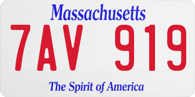 MA license plate 7AV919