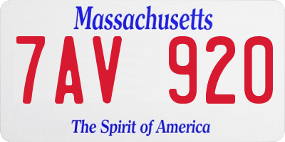MA license plate 7AV920
