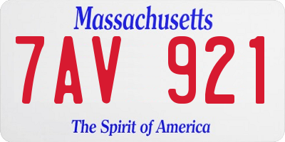 MA license plate 7AV921
