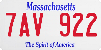 MA license plate 7AV922