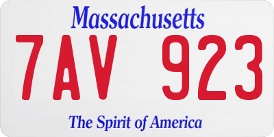 MA license plate 7AV923