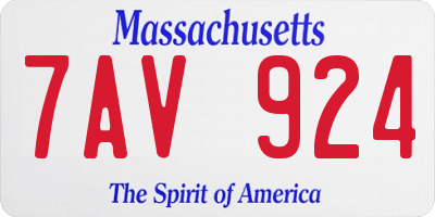 MA license plate 7AV924