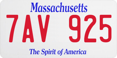 MA license plate 7AV925
