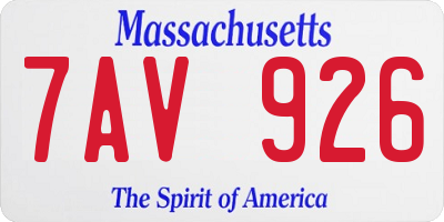 MA license plate 7AV926