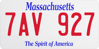 MA license plate 7AV927