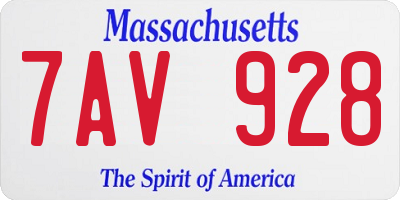 MA license plate 7AV928