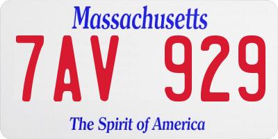 MA license plate 7AV929