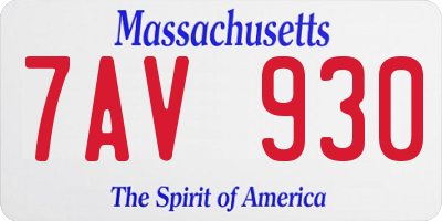 MA license plate 7AV930