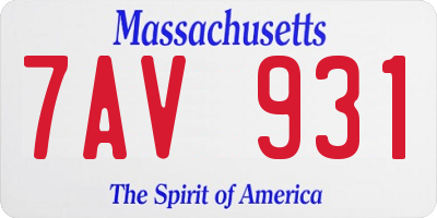 MA license plate 7AV931