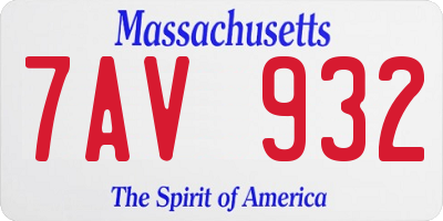 MA license plate 7AV932