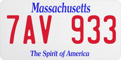 MA license plate 7AV933