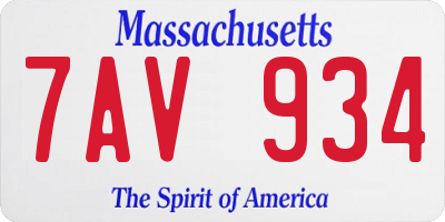 MA license plate 7AV934