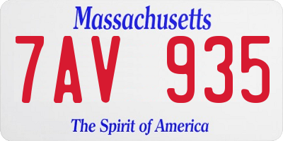 MA license plate 7AV935