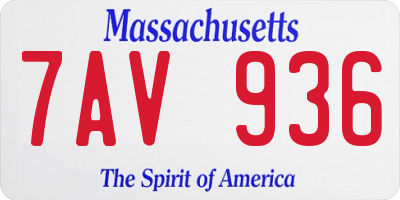 MA license plate 7AV936