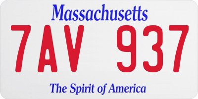 MA license plate 7AV937