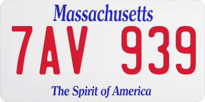 MA license plate 7AV939