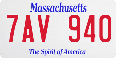 MA license plate 7AV940