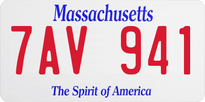 MA license plate 7AV941