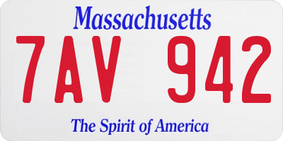 MA license plate 7AV942