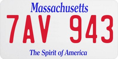 MA license plate 7AV943