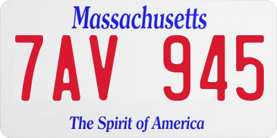 MA license plate 7AV945
