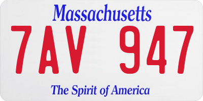 MA license plate 7AV947
