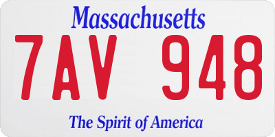 MA license plate 7AV948