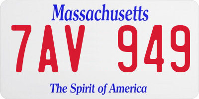 MA license plate 7AV949