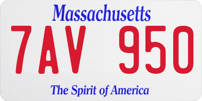 MA license plate 7AV950