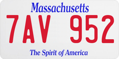 MA license plate 7AV952