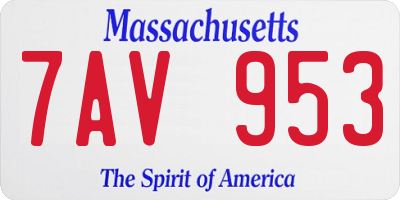 MA license plate 7AV953