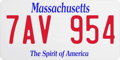 MA license plate 7AV954