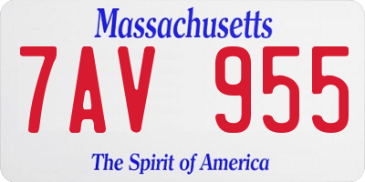 MA license plate 7AV955