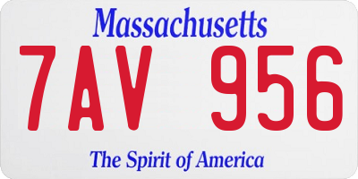 MA license plate 7AV956